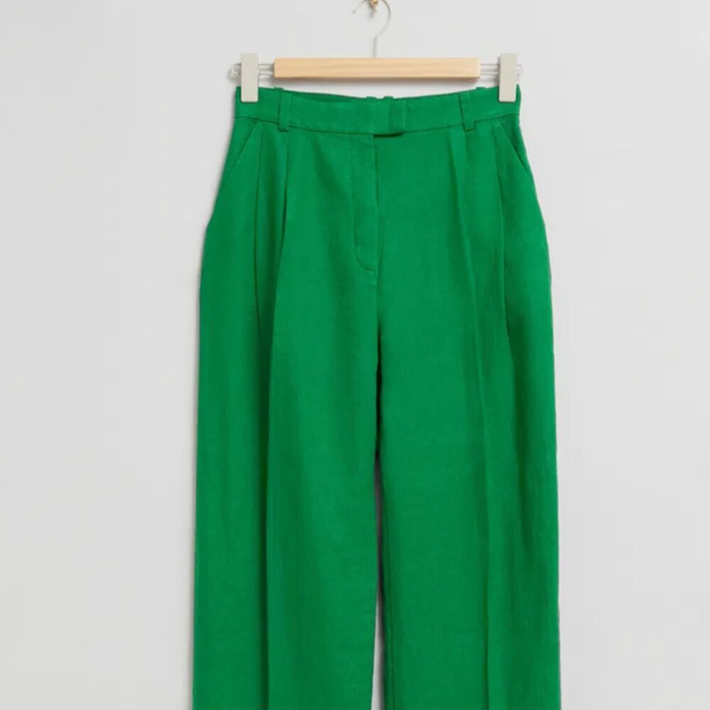 Green 100% Linen Pants, & Other Stories